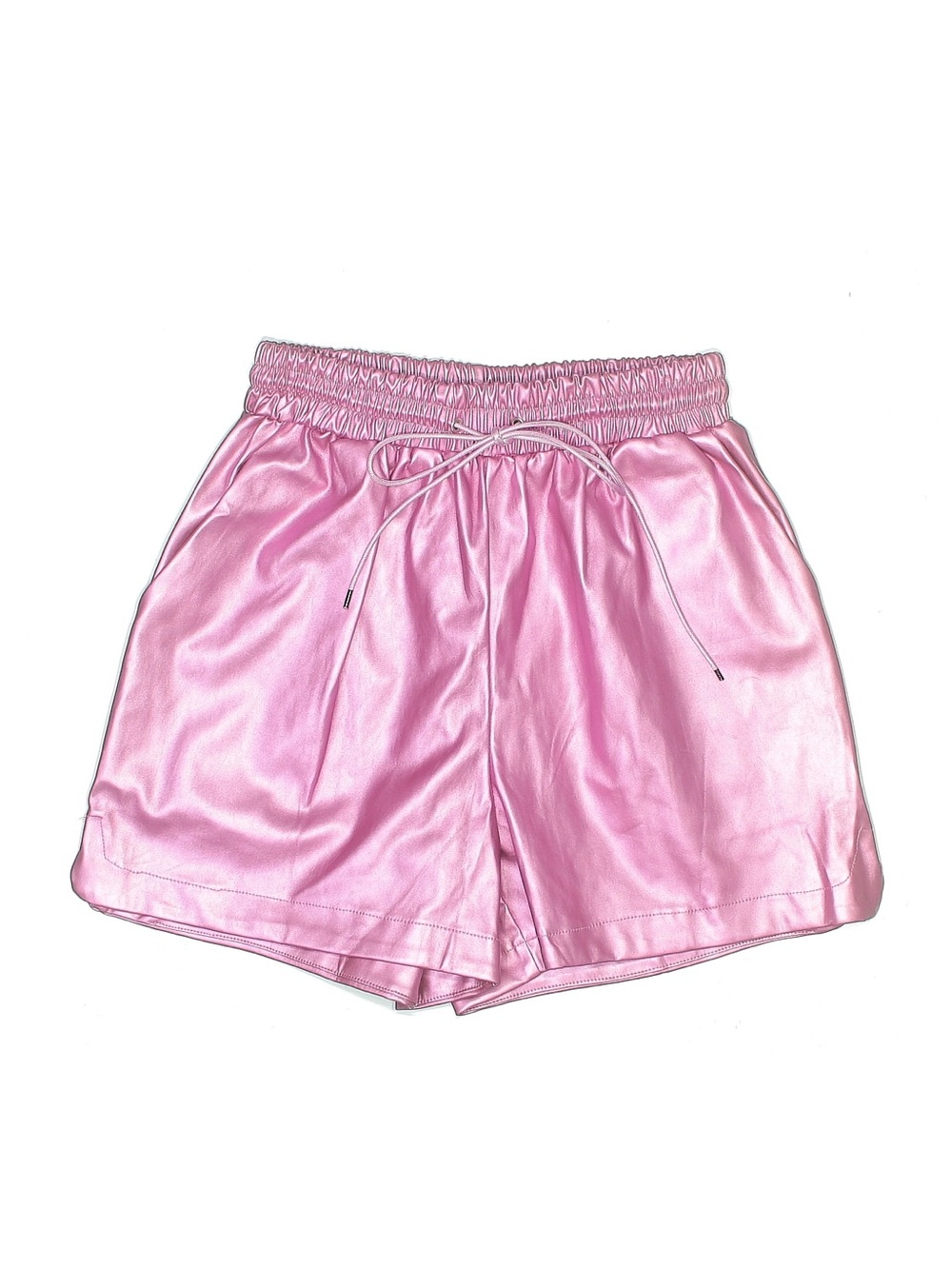 Women's Pink faux leather Shorts with Drawstring Waist Strut & Bolt